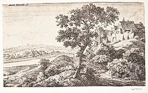 Landsby på en bakke by Anthonie Waterloo
