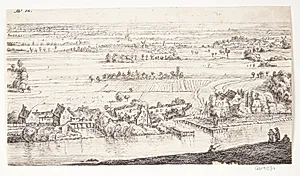 Landsby ved en flod by Anthonie Waterloo