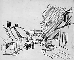Landsbygade med hestevogn. Éragny-sur-Epte (?) by Maximilien Luce
