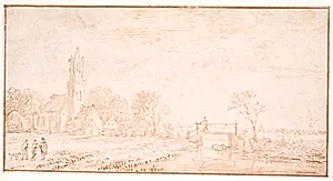 Landsbykirken i Lisse by Jan Josefsz van Goyen