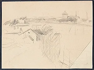 Landskab med å by Albert Gottschalk