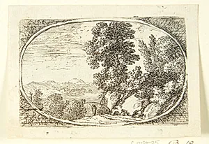 Landskab med begroede klipper by Herman van Swanevelt