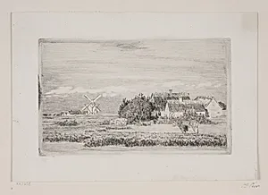 Landskab med bondegård og mølle by Carl Bloch