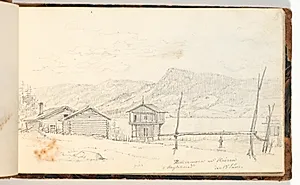 Landskab med bondegårde by Martinus Rørbye
