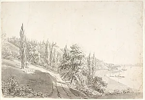 Landskab med by ved Elben