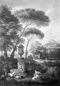 Landskab med Cecilia Metellas grav by Jan Frans van Bloemen