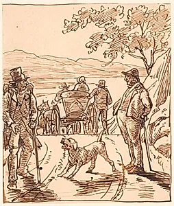 Landskab med Dalbonde og Håndværkssvend by Wilhelm Marstrand