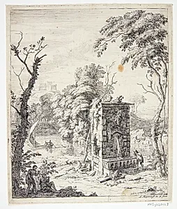 Landskab med en fontæne by Albert Meyering