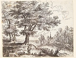 Landskab med en hyrde og hans dyr by Lucas van Uden
