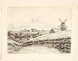 Landskab med en mølle