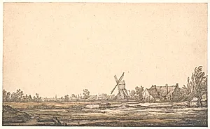 Landskab med en mølle by Aelbert Cuyp