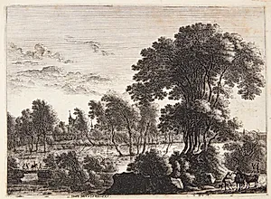 Landskab med en rytter og en vandrer by Gillis Neyts