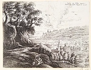 Landskab med en siddende familie by Philips Augustijn Immenraet