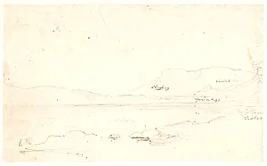 Landskab med en sø, omgivet af bjerge by Dankvart Dreyer
