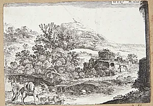 Landskab med et ladet æsel by Moyses van Wtenbrouck