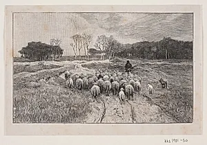 Landskab med får og hyrde by André Bork