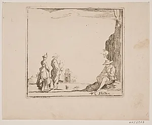 Landskab med figurer by F.C. Scholten