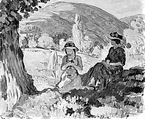 Landskab med figurer by Henri Lebasque