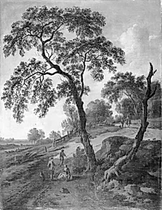 Landskab med folk til fods by Jan Wijnants