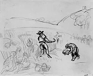 Landskab med høstfolk by Emile Othon Friesz