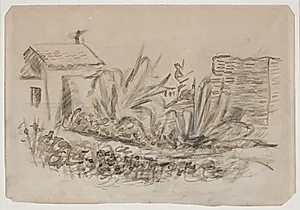 Landskab med hus t.v. Sydfrankrig by Vilhelm Lundstrøm