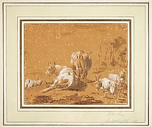 Landskab med køer og geder by Johann Melchior Roos
