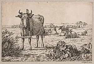 Landskab med køer by Madsen, A.P.
