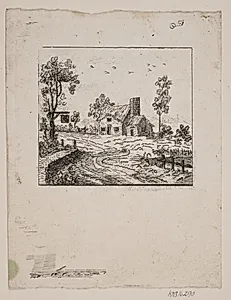 Landskab med kro by Gerhard Ludvig Lahde