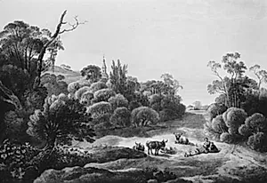 Landskab med kvæg og hyrdepar by Johann Christian Klengel