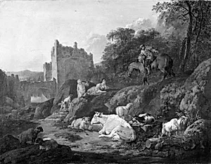 Landskab med kvæg by Johann Heinrich Roos