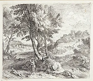Landskab med kvinde og mand by Pieter Rijsbraeck