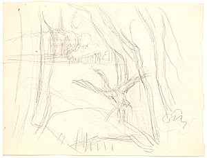 Landskab med lettende svane by Fritz Syberg