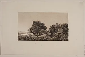 Landskab med mølle