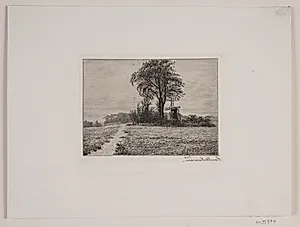 Landskab med mølle by Hans Christian Gether Caspersen