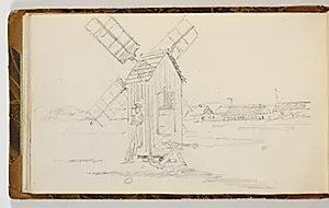 Landskab med mølle by Martinus Rørbye