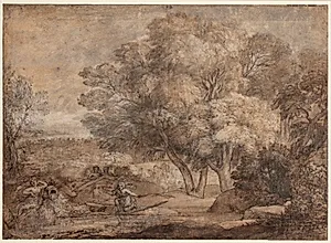 Landskab med Narcissus og Ekko by Claude Lorrain
