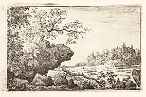 Landskab med nedfalden gren by Allaert van Everdingen