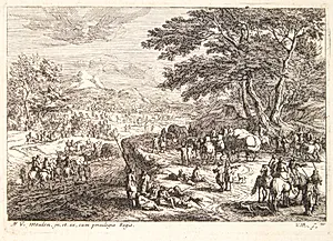 Landskab med soldater by Jan van Huchtenburg