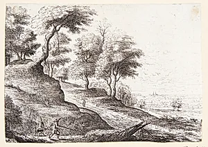 Landskab med to jægere by Philips Augustijn Immenraet