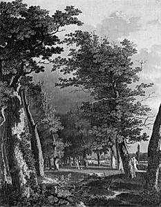 Landskab med træer i omegnen af Paris by C.W. Eckersberg