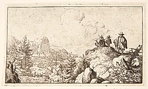 Landskab med tre tegnere by Allaert van Everdingen