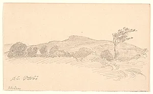 Landskab med udsigt mod højderyggen Höråsen. Öströö by Joakim Skovgaard