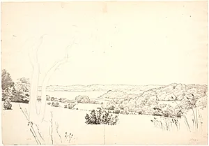 Landskab med udsigt over Skarrit sø. by P.C. Skovgaard