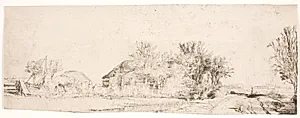 Landskab med vej ved en kanal by Rembrandt van Rijn