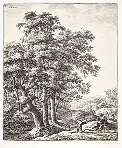 Landskab med Venus og Adonis by Anthonie Waterloo