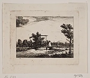 Landskab med vindebro by Johan Bülow