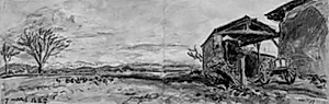 Landskab med vognskur. Omegnen af Grenoble (?) by Johan Barthold Jongkind