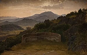 Landskab nær Subiaco. Aftensol by P.C. Skovgaard