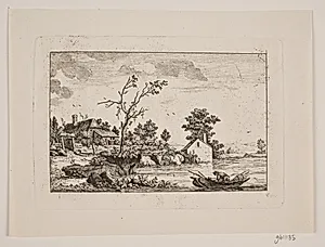Landskab ved en sø by Johan Bülow