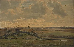 Landskab ved Gyrstinge by Louise Ravn-Hansen